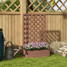 Load image into Gallery viewer, Outdoor Brown Wooden Raised Garden Bed Planter Box with Lattice Trellis