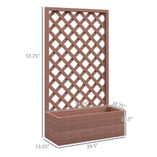 Load image into Gallery viewer, Outdoor Brown Wooden Raised Garden Bed Planter Box with Lattice Trellis