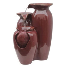 Load image into Gallery viewer, Outdoor Garden Patio 3-Tier Burgundy Red Ceramic-Look Polyresin Water Fountain