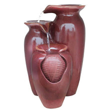 Load image into Gallery viewer, Outdoor Garden Patio 3-Tier Burgundy Red Ceramic-Look Polyresin Water Fountain