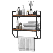 Load image into Gallery viewer, Wall Mounted Over Toilet 2-Shelf Bathroom Shelving Unit with Towel Bar