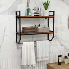 Load image into Gallery viewer, Wall Mounted Over Toilet 2-Shelf Bathroom Shelving Unit with Towel Bar