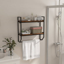 Load image into Gallery viewer, Wall Mounted Over Toilet 2-Shelf Bathroom Shelving Unit with Towel Bar