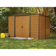 Load image into Gallery viewer, Outdoor 10 x 12-ft Steel Storage Shed With Woodgrain Panels