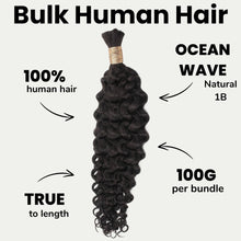Load image into Gallery viewer, Ocean Wave Bulk 100% Human Braiding Hair
