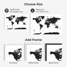 Load image into Gallery viewer, World Map on Canvas - Onyx