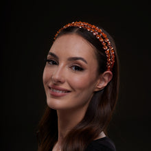 Load image into Gallery viewer, Orange Crystal Beaded Hairband