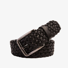 Load image into Gallery viewer, The Grand Woven Black Color Leather Belt