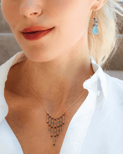 Load image into Gallery viewer, Blue Gemstone Fringe Necklace &amp; Earring Set