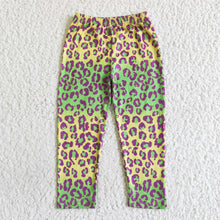 Load image into Gallery viewer, Colorful leopard print baby girls Mardi gras leggings