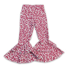 Load image into Gallery viewer, Pink leopard double ruffle denim pants girls valentine's jeans