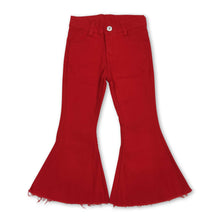 Load image into Gallery viewer, Red adjustable waistband kids girls denim pants