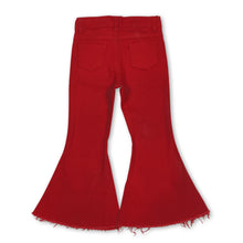 Load image into Gallery viewer, Red adjustable waistband kids girls denim pants