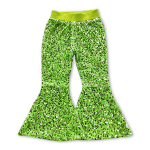 Load image into Gallery viewer, Green face sequin lining baby girls Christmas bell bottom pants
