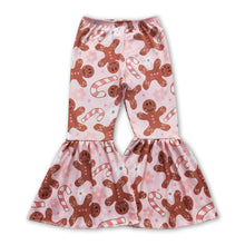 Load image into Gallery viewer, Gingerbread candy cane girls Christmas bell bottom pants
