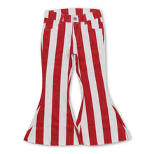 Load image into Gallery viewer, Red stripe pants kids girls Christmas jeans