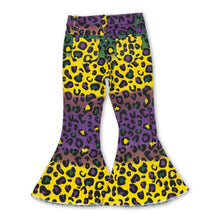 Load image into Gallery viewer, Purple green yellow leopard denim pants girls mardi gras jeans