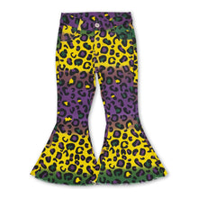 Load image into Gallery viewer, Purple green yellow leopard denim pants girls mardi gras jeans