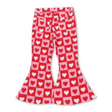 Load image into Gallery viewer, Plaid heart denim pants girls valentine's day jeans