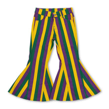 Load image into Gallery viewer, Purple green yellow stripe girls Mardi Gras jeans