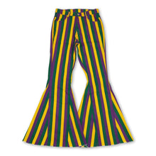Load image into Gallery viewer, Purple green yellow stripe adult women Mardi Gras jeans