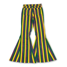 Load image into Gallery viewer, Purple green yellow stripe adult women Mardi Gras jeans