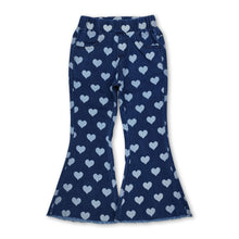 Load image into Gallery viewer, Heart print denim pants girls valentine's day jeans