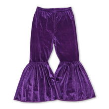 Load image into Gallery viewer, Purple velvet baby girls mardi gras bell bottom pants