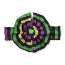 Load image into Gallery viewer, Purple green gold stripe girls mardi gras bell bottom pants