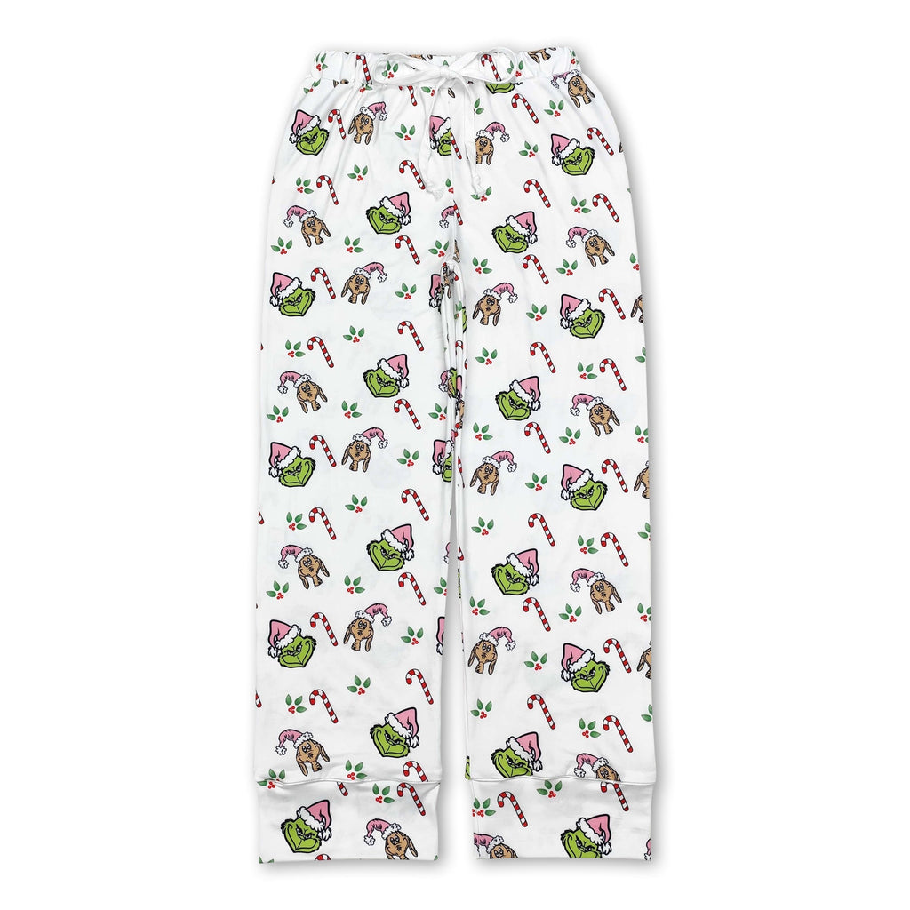 Pink candy cane green face adult women Christmas pants