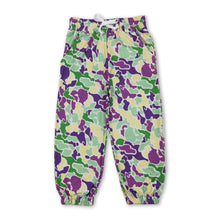 Load image into Gallery viewer, Purple yellow green camo kids Mardi Gras pants