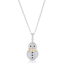Load image into Gallery viewer, .35 ct CZ Two-Tone Snowman Pave Holiday Pendant