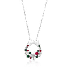 Load image into Gallery viewer, Holiday Wreath Colored Crystal Pendant