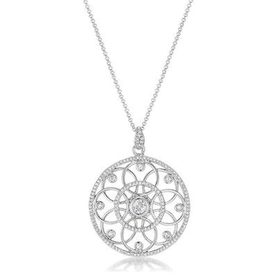 1.4 Ct Rhodium Pendant Necklace with Interlocking Circles and CZ