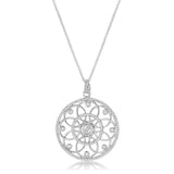 1.4 Ct Rhodium Pendant Necklace with Interlocking Circles and CZ