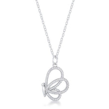 Load image into Gallery viewer, Whimsical Rhodium CZ Butterfly Pendant and Necklace