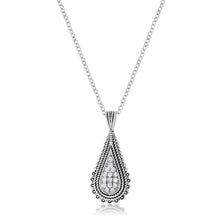 Load image into Gallery viewer, .37 Ct Tear Drop Rhodium Pendant Necklace with CZ
