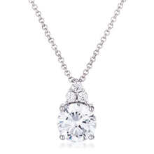 Load image into Gallery viewer, Simple Rhodium Plated 9mm Clear CZ Pendant
