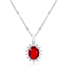 Load image into Gallery viewer, Rhodium Plated Ruby Red Petite Royal Oval Pendant