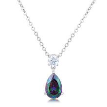 Load image into Gallery viewer, 4.95Ct Rhodium Mystic Iridescent Teardrop Pendant