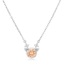 Load image into Gallery viewer, 3.88Ct Rhodium Reversible Peach CZ Reindeer Pendant