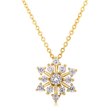 Load image into Gallery viewer, Contemporary Gold Plated CZ Snowflake Necklace
