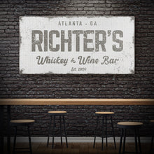 Load image into Gallery viewer, Personalized Whiskey and Wine Bar Sign: Custom Bar Signs for Home Bar – Perfect Man Cave Wall Decor &amp; Ideal Gift for Wine Lovers