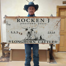 Load image into Gallery viewer, Longhorn Rustic Cattle Sign