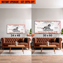 Load image into Gallery viewer, Upgrade Your 48x24 Inches 'Rustic Horse Ranch Sign' Canvas To 60x30 Inches Canvas