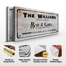 Load image into Gallery viewer, Bar and Grill Sign VII