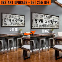 Load image into Gallery viewer, Upgrade Your 48x24 Inches 'Bar &amp; Grill' (Style 3) Canvas To 60x30 Inches