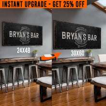 Load image into Gallery viewer, Upgrade Your 48x24 Inches 'Beer Barrel Bar' (Style 2) Canvas To 60x30 Inches
