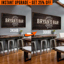 Load image into Gallery viewer, Upgrade Your 48x24 Inches 'Beer Barrel Bar' (Style 3) Canvas To 60x30 Inches