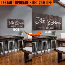 Load image into Gallery viewer, Upgrade Your 20x10 Inches 'Family Name' (Style 1) Canvas To 48x24 Inches